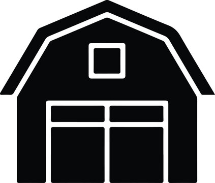 Black barn building icon for farm design