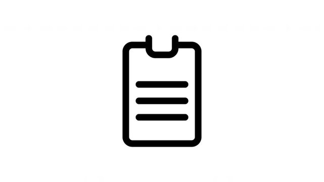 Clipboard report outline icon looping animation, document checklist symbol motion graphic for business presentation design use