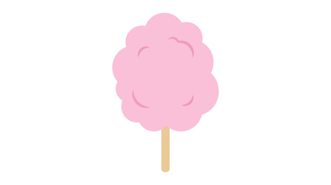 Sweet pink cotton candy on a wooden stick vector illustration for carnival and fair themes