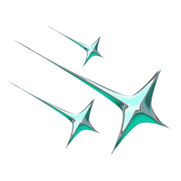 3D Futuristic Y2K Chrome Sparkles with Motion Trails 