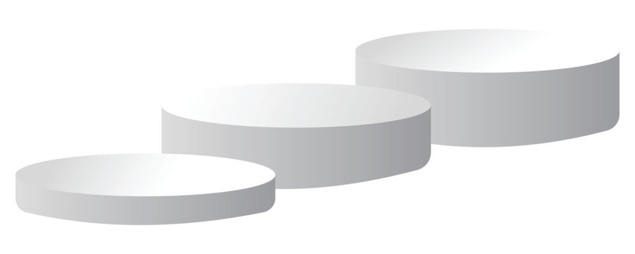 White 3D Cylinder Podium Display Stand Set for Product Showcase, Presentation and Mockup