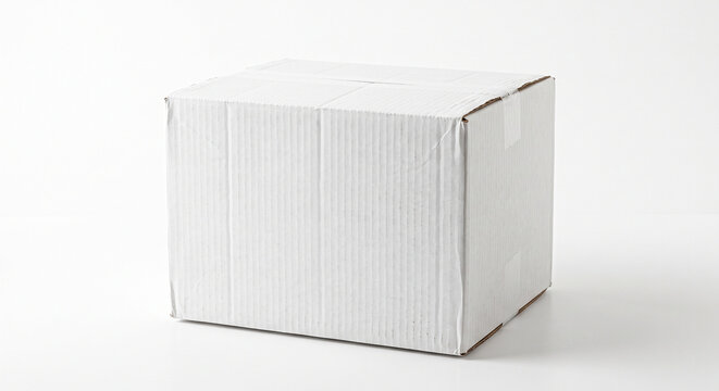 White corrugated cardboard parcel box isolated on white