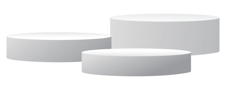 White 3D Cylinder Podium Display Stand Set for Product Showcase, Presentation and Mockup