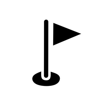Black flag icon with a pole and an oval base, symbolizing a marker, goal, location, or endpoint.