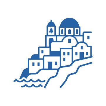Greek island coastal architecture santorini travel village logo