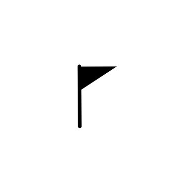 Illustration of a black silhouette marker flag icon with a minimalist design on a white background