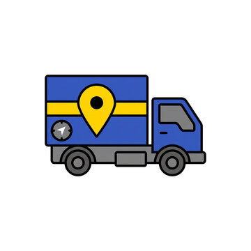 Logistics Delivery Cargo Truck with Location Map Pin Clipart