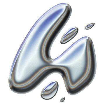 Organic abstract 3D chrome liquid metal shape with high reflectivity and silver metallic finish
