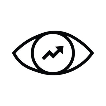 Market trend vision symbol eye with rising arrow chart icon business strategy analysis monitoring performance corporate planning management financial investing minimalist abstract