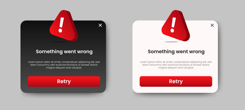 Error warning pop up design set design. warning notification pop up banner UI. vector