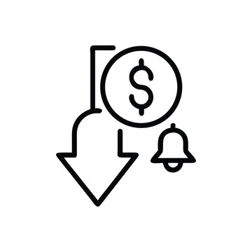 Price drop alert icon with dollar sign and notification bell outline