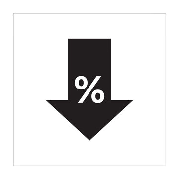 Percentage sign inside a downward pointing arrow icon for financial price drops