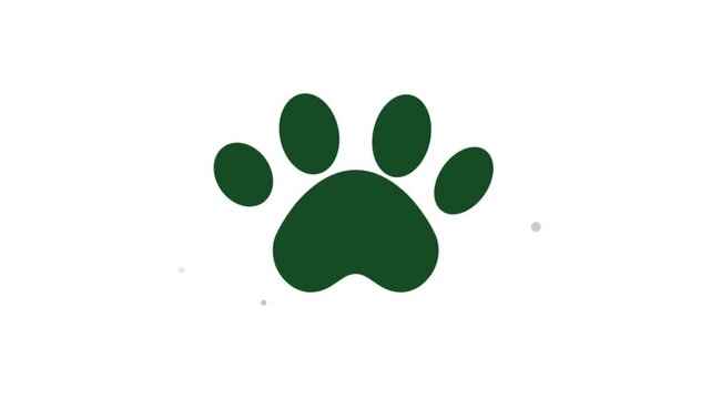 Green animal paw print motion graphic animation on white background