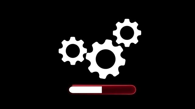 Update glowing setting icon setup animation. setting icon with spinning gears icon animated.4k motion video.