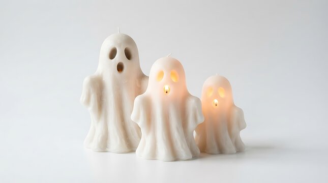 Ghost candles glowing on white