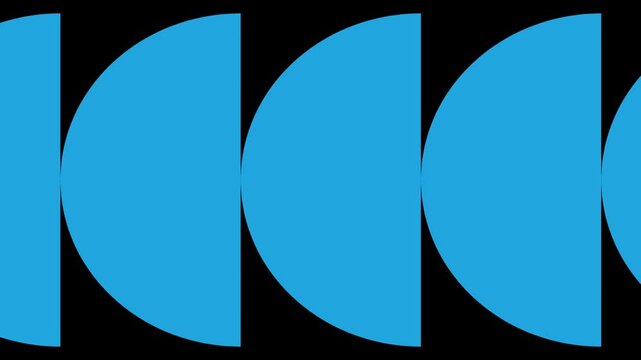 Brutalism looping animation of blue semi circles on alpha channel