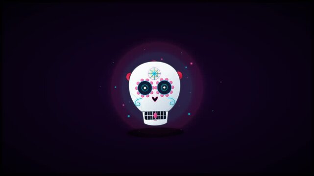 Sugar skull decorated with floral patterns for day of the dead celebration