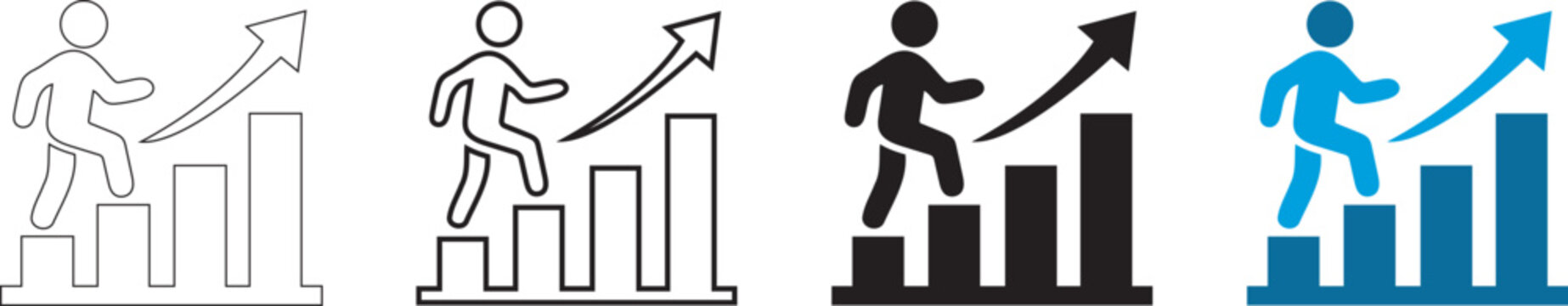 Person running up colorful stairs with growth arrow