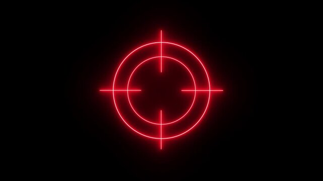 Glowing neon target icon animation. Military training , Military target icon animation .Crosshair, gun aim,4k black background icon animation