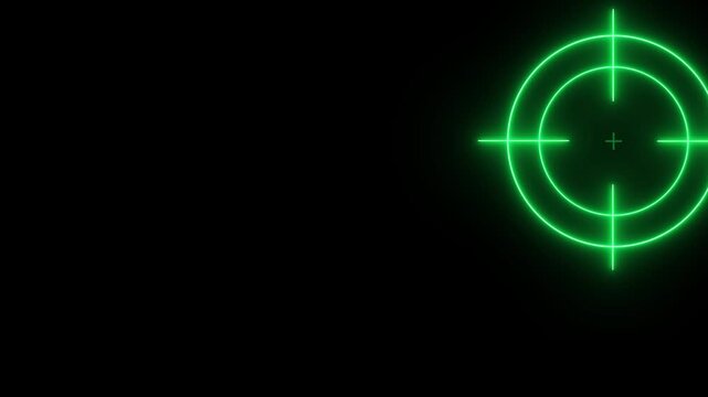 Glowing neon target icon animation on black screen. Neon aims cross. Animation 4k Quality full video.