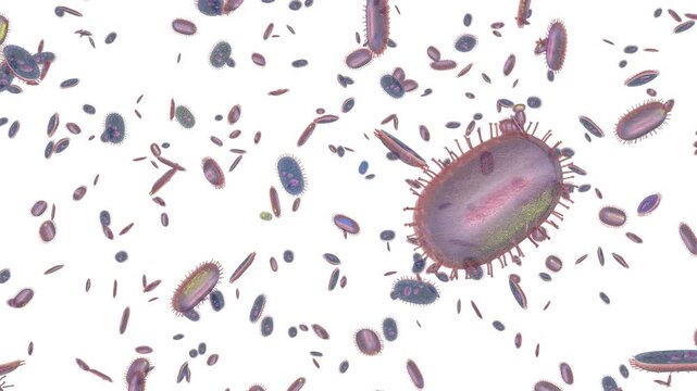 Microbiome Bacteria and Probiotics on White &mdash; 3D Scientific Animation