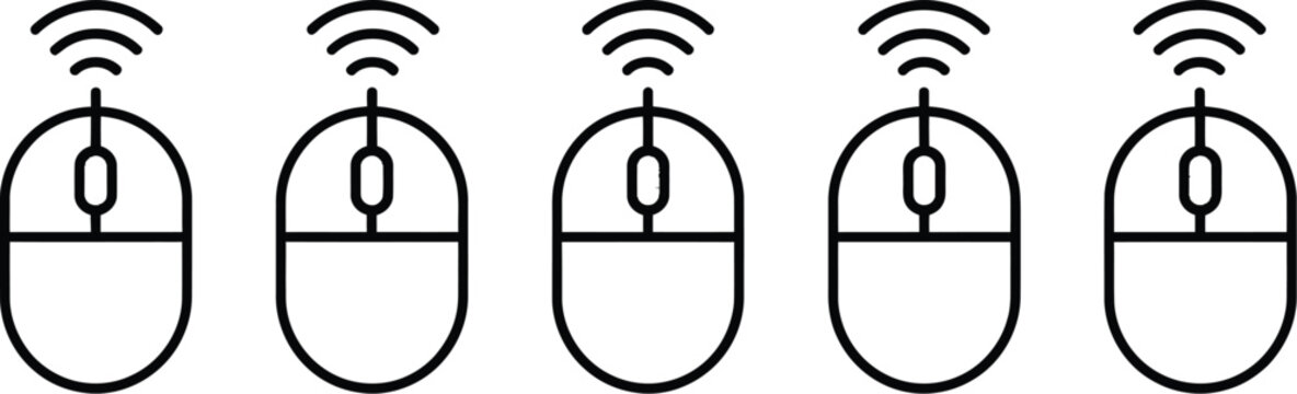 Mouse button click icons showing left, right, scroll wheel, and button press symbols for computer interface design