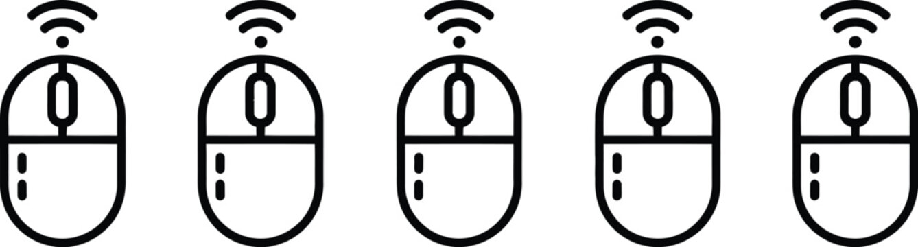 Mouse button click icons showing left, right, scroll wheel, and button press symbols for computer interface design