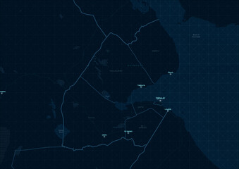 Futuristic digital map of Djibouti with glowing city lights © Sammy