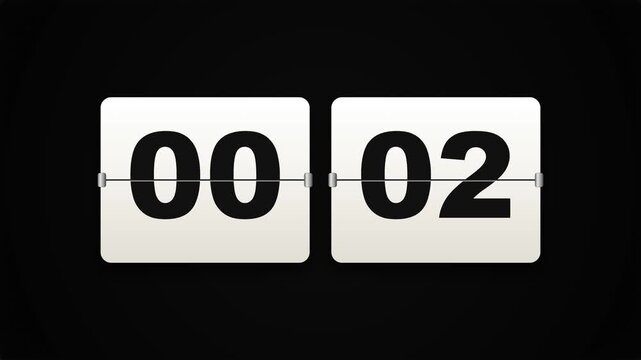 Mechanical Flip Clock Countdown Animation with White Split Flap Numbers