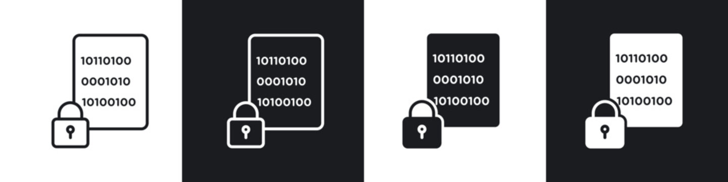 Binary Lock icon flat outline in black