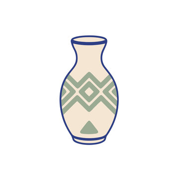 Vase with green zig-zag geometric pattern