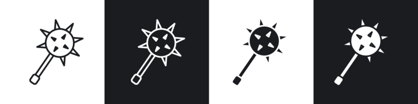 Mace icon flat outline in black