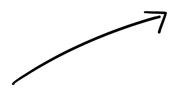 Hand drawn ink arrow pointing upwards on white background with direction navigation illustration creative pointing orientation indicator