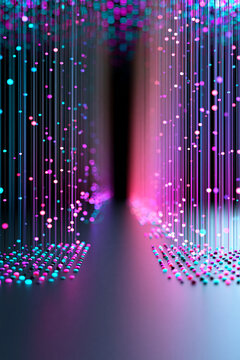 abstract data classification concept, glowing colored points sorted into organized clusters, 3D render