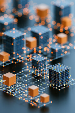 abstract data classification concept, glowing colored points sorted into organized clusters, 3D render