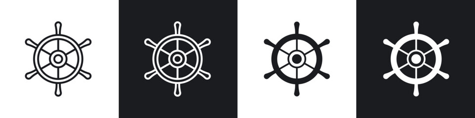 Ship wheel icon flat outline in black © ramsey