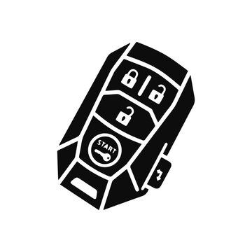 car key fob glyph icon with remote lock unlock and engine start buttons