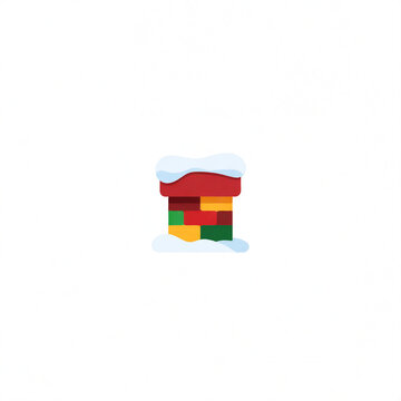 Christmas chimney with snow on top flat illustration