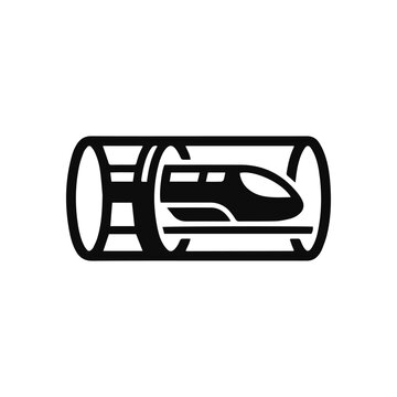 hyperloop train icon inside a tunnel silhouette vector illustration