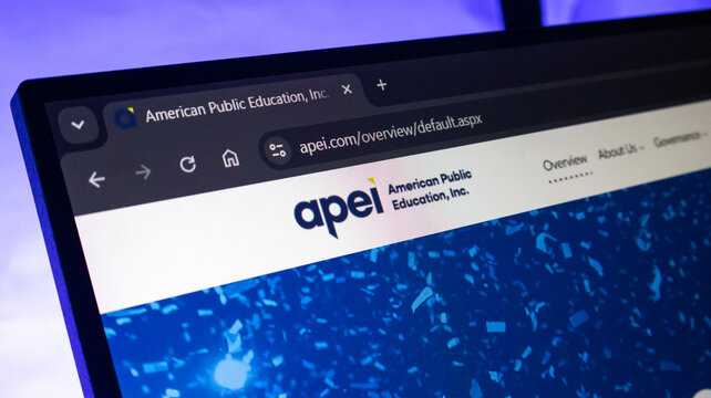 American Public Education website homepage on high resolution monitor.
