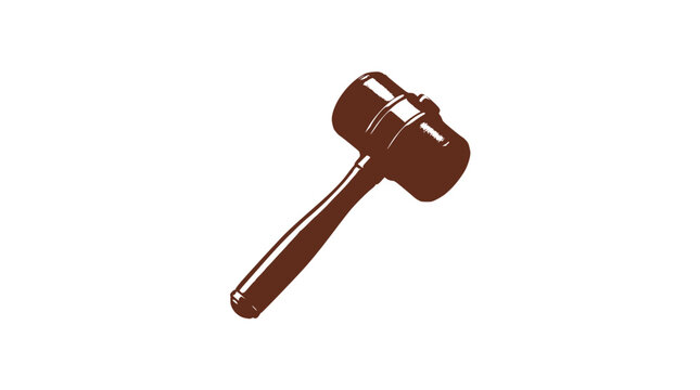 Isolated brown gavel on transparent background, symbol of justice, law, and authority, used in courtrooms and auctions.