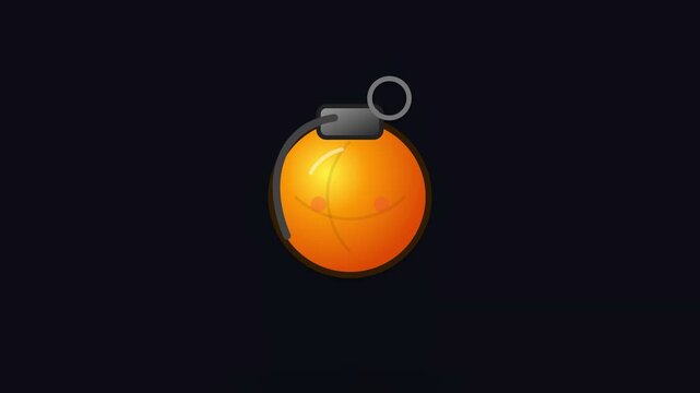 Cartoon orange grenade rotating sprite sheet for game animation