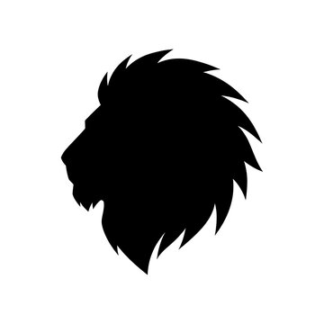 Black lion silhouette profile with flowing mane