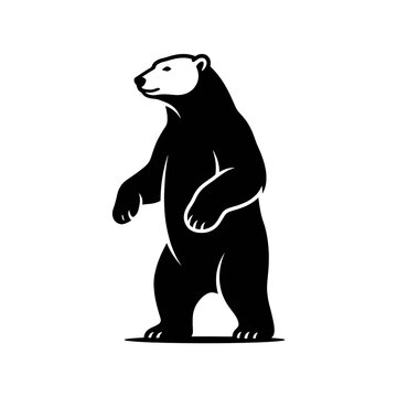 Black and white standing bear silhouette