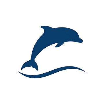 Blue dolphin jumping over wave illustration