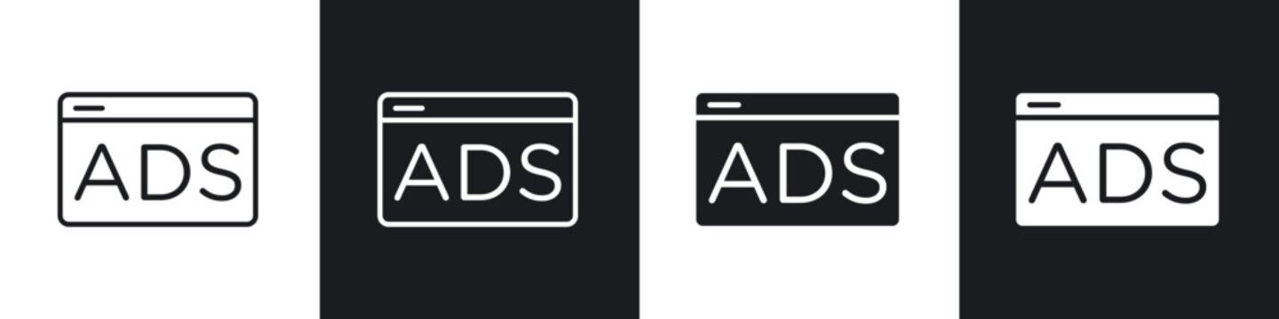 Ad icon flat outline in black