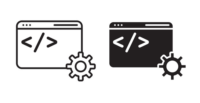 Web development icon flat outline in black