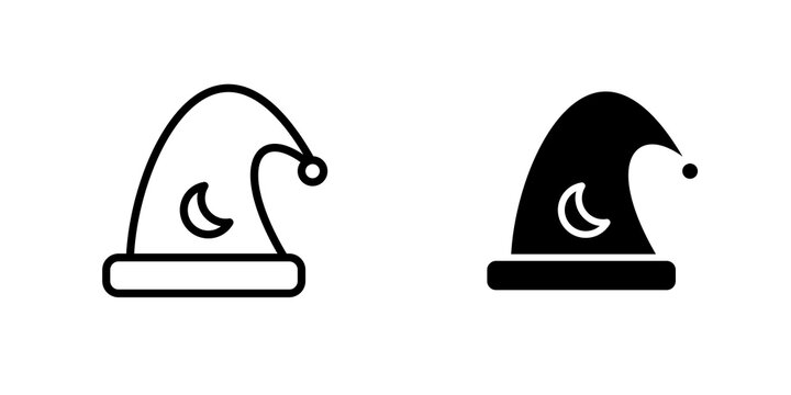 Sleeping hat icon flat outline in black