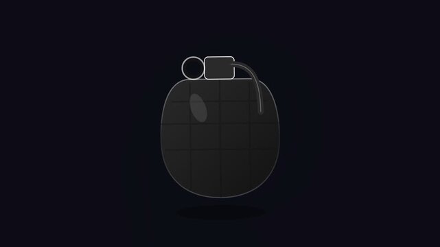 Dark green cartoon grenades floating in space on black background