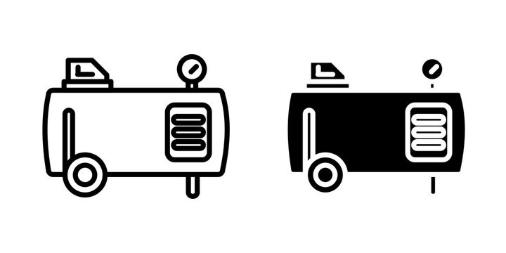 Air compressor icon flat outline in black